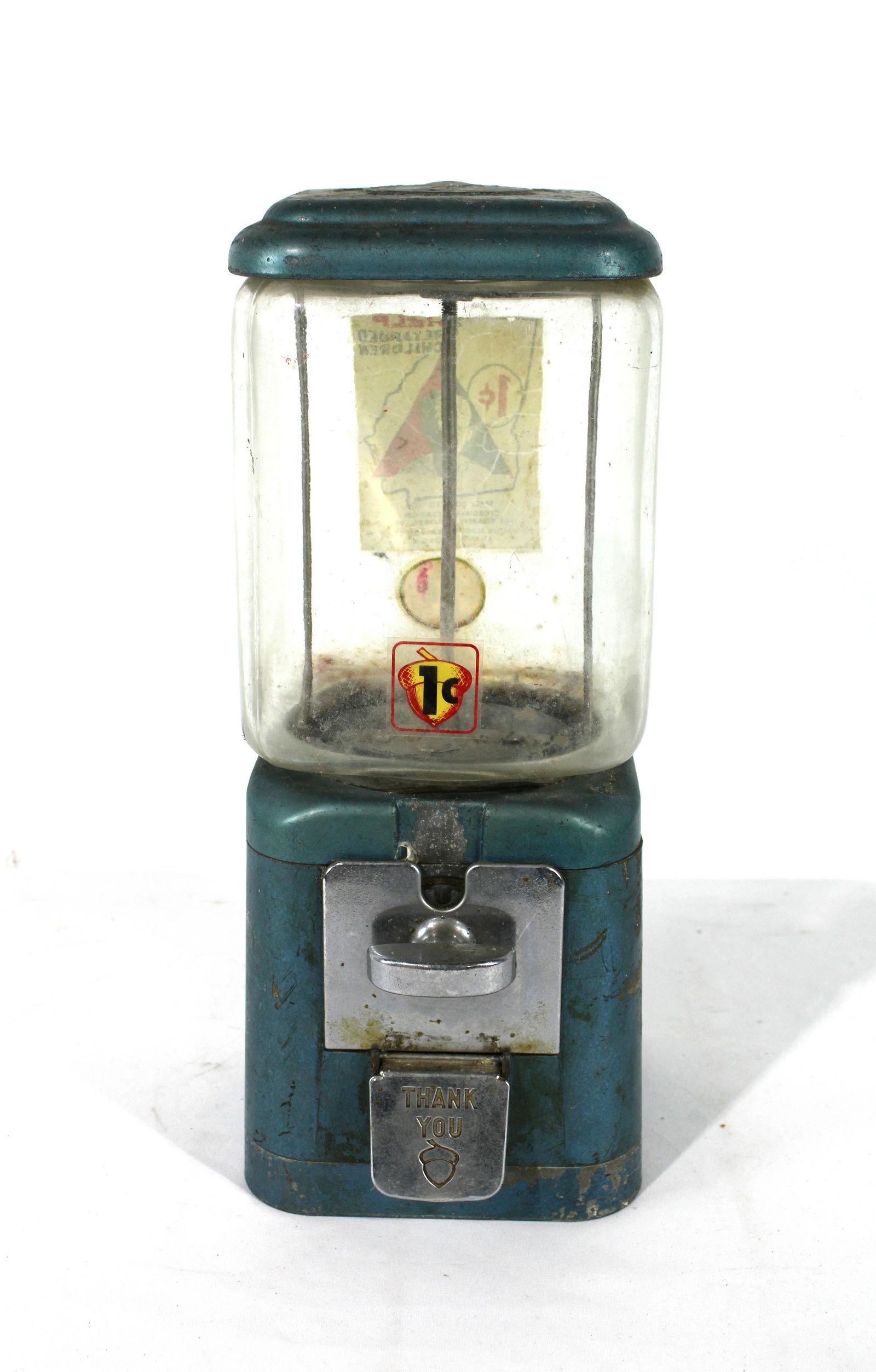 Blue Acorn 1 Cent Glass Globe Gumball Machine (1 of 3)