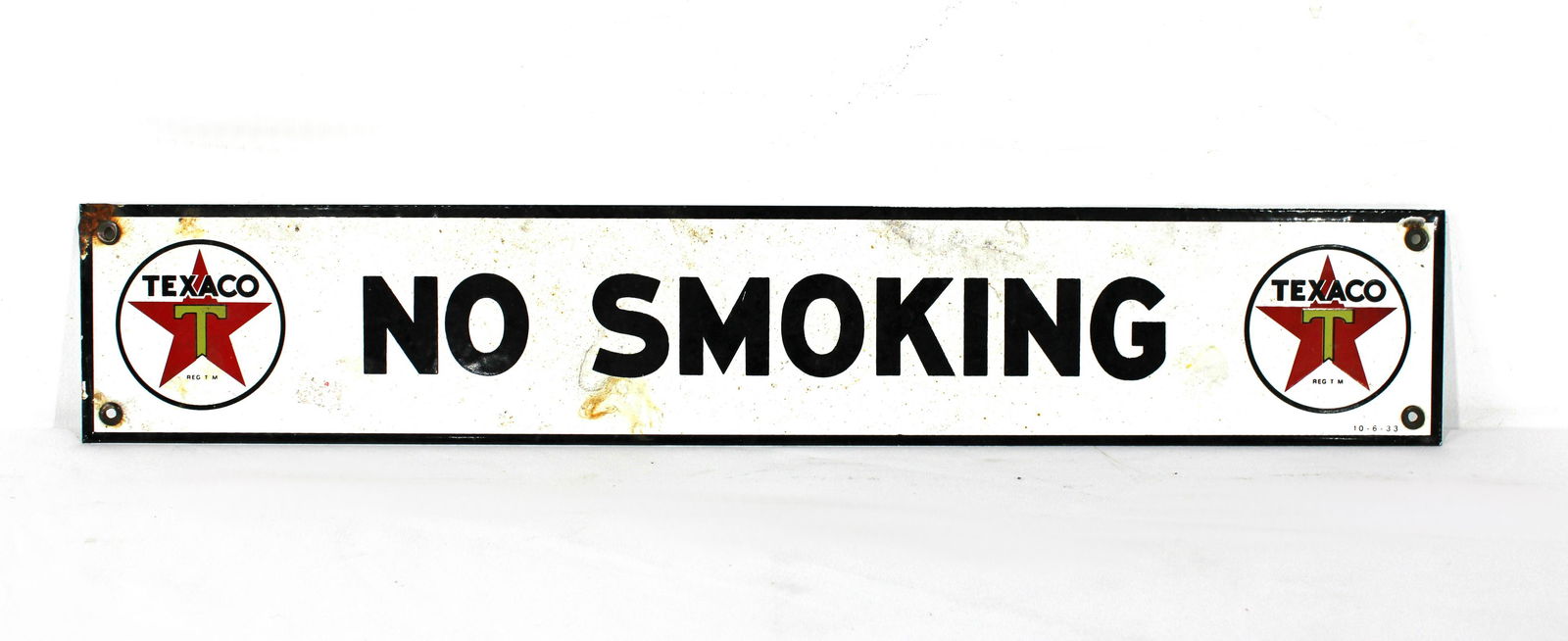 Texaco No Smoking Porcelain Sign, Dated 1933 (1 of 3)
