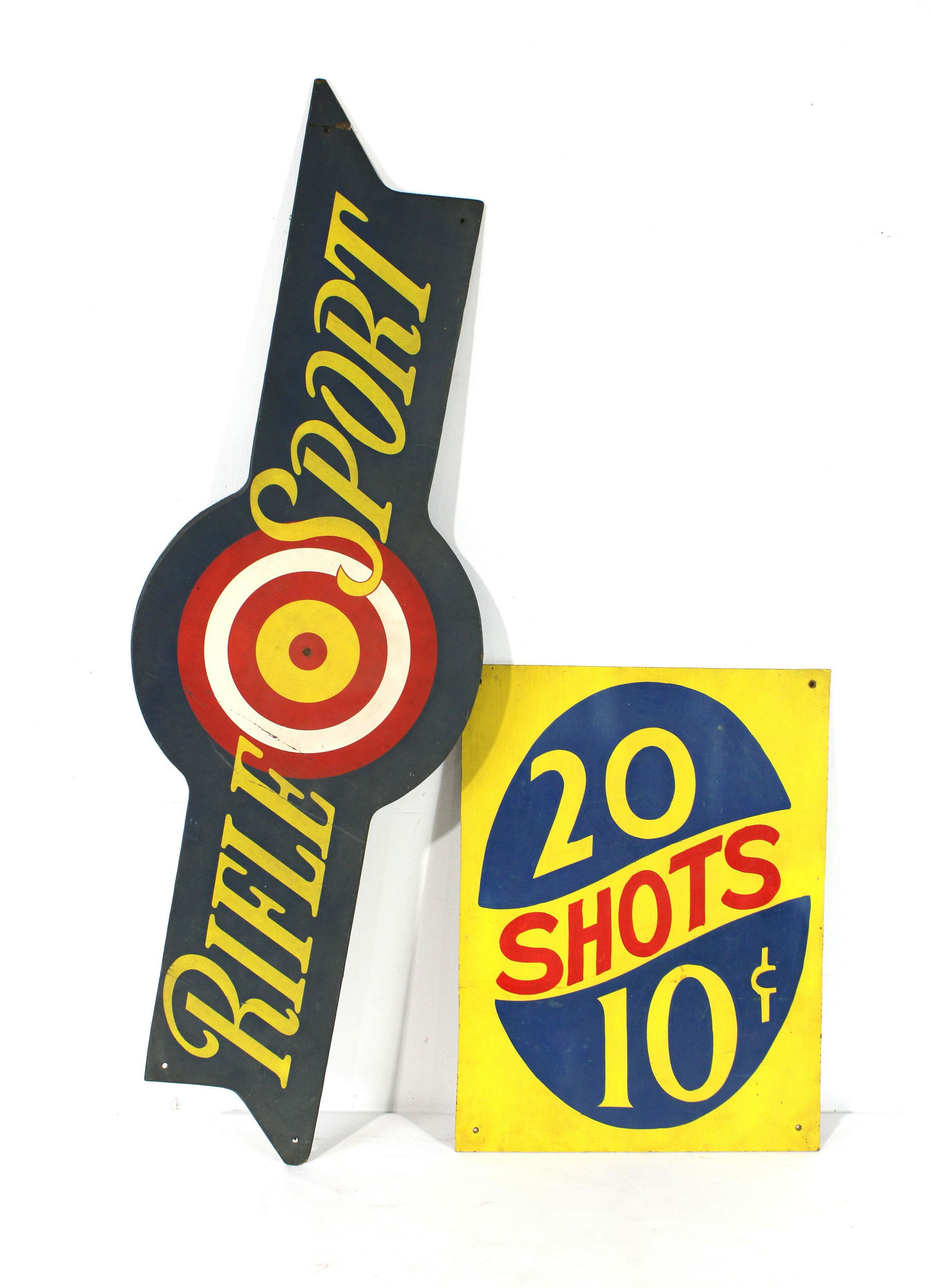 Rifle Sport Carnival Signs: Rifle Sport Carnival Signs, on masonite. In-house shipping available. Dimensions of One: 16 x 8