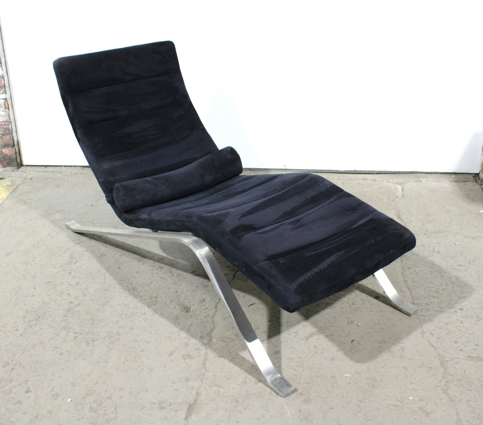 Modern Suede and Chrome Lounge Chair (1 of 2)