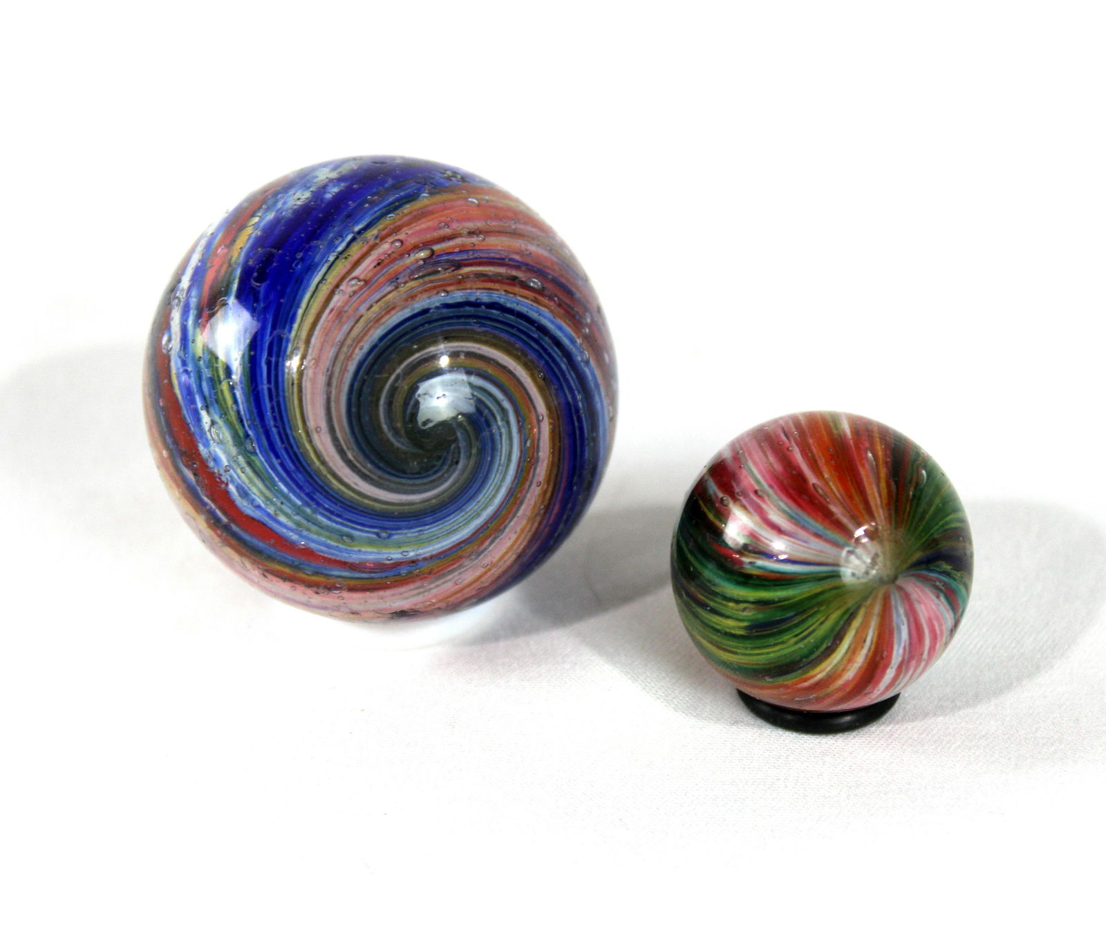 Lot of Two 4 Panel Handmade German Onionskin Marbles (1 of 2)