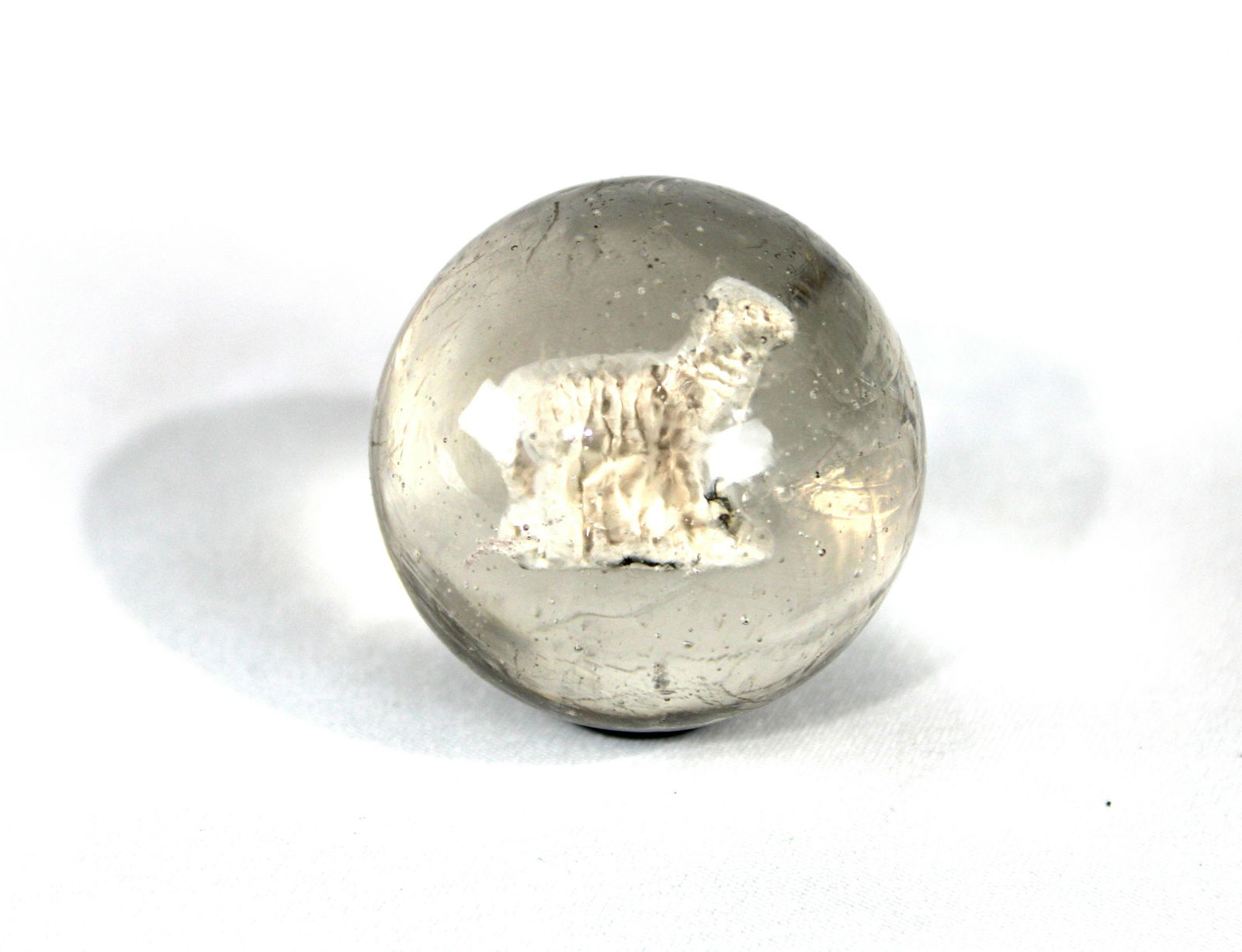 Large 1 3/8" Antique German Sulphide "Lamb" Marble (1 of 3)