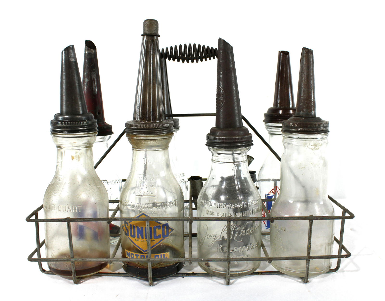 Assorted Oil Bottles and Carrier including Sunoco, (1 of 4)