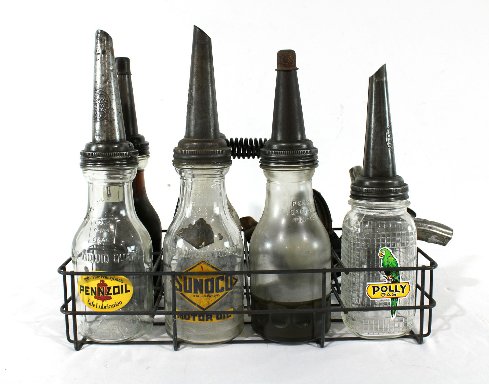 Assorted Oil Bottles and Carrier, Lot 3 (1 of 4)
