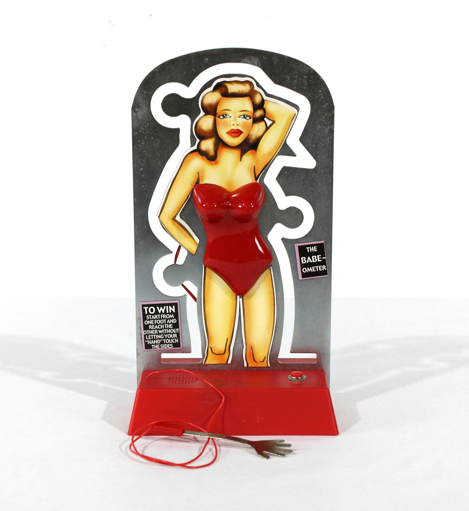"The Babe-Ometer" Booze Barometer: "The Babe-ometer" Booze Barometer. Lights, buzzes and talks "Ohh - Don't touch me there". Batteries included. In-house shipping available. Dimensions: 10 x 5.5 x 3