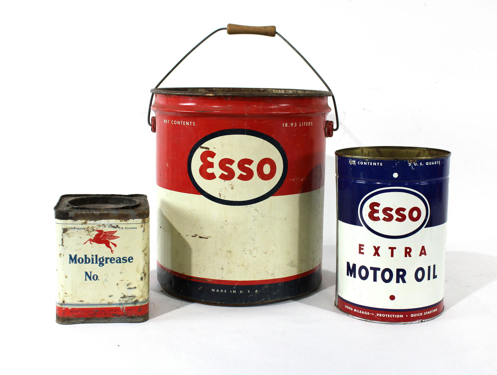 Esso Oil And Mobil Grease Cans