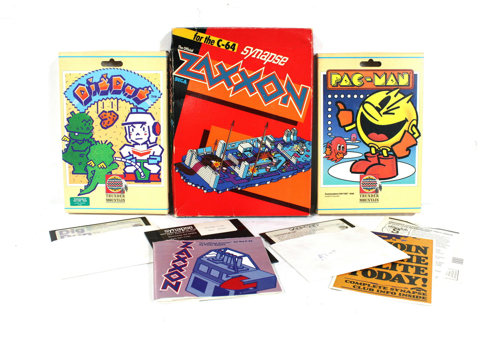 Zaxxon, Pac-Man, Dig Dug Commodore 64 Floppy Disk Games (1 of 2)