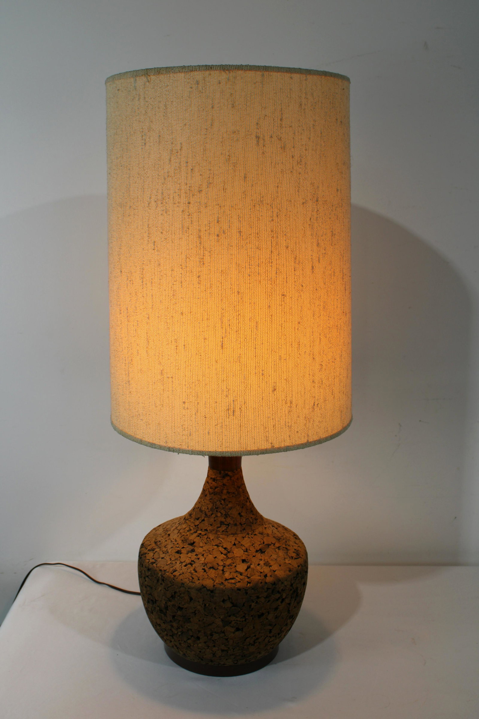 Cork and Wood Mid Century Table Lamp (1 of 2)