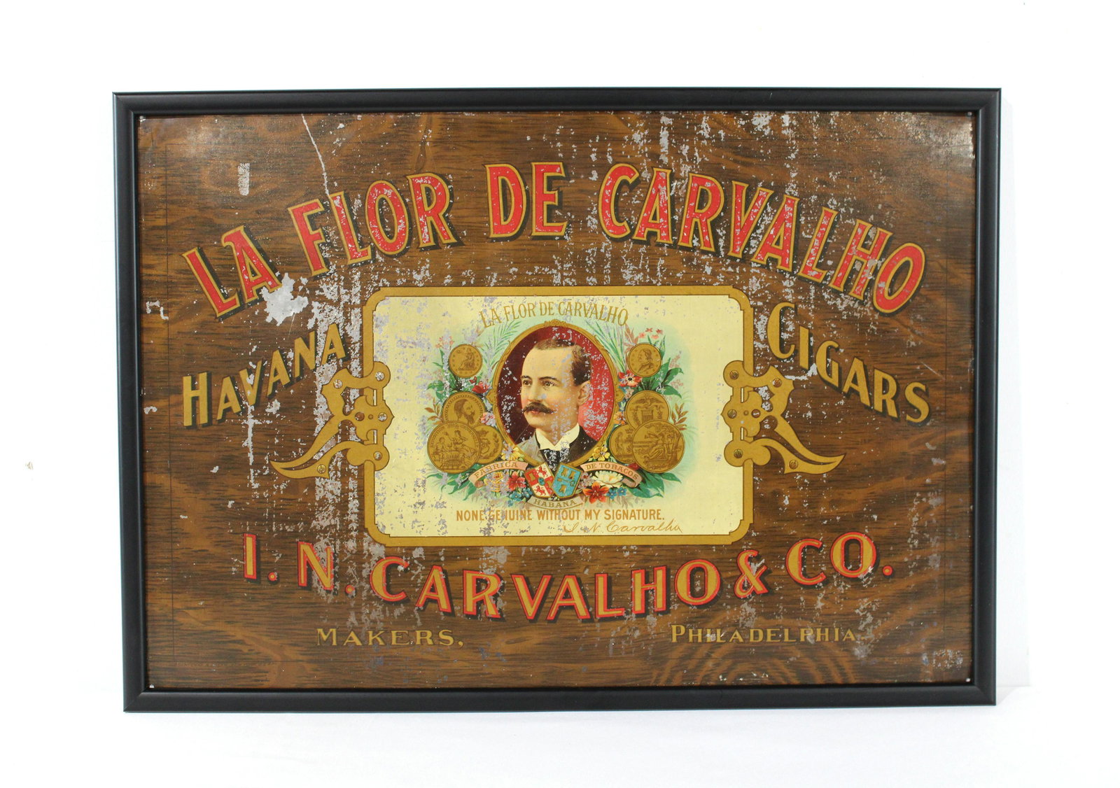 La Flor De Carvalho Litho Tin Havana Cigar Sign (1 of 4)
