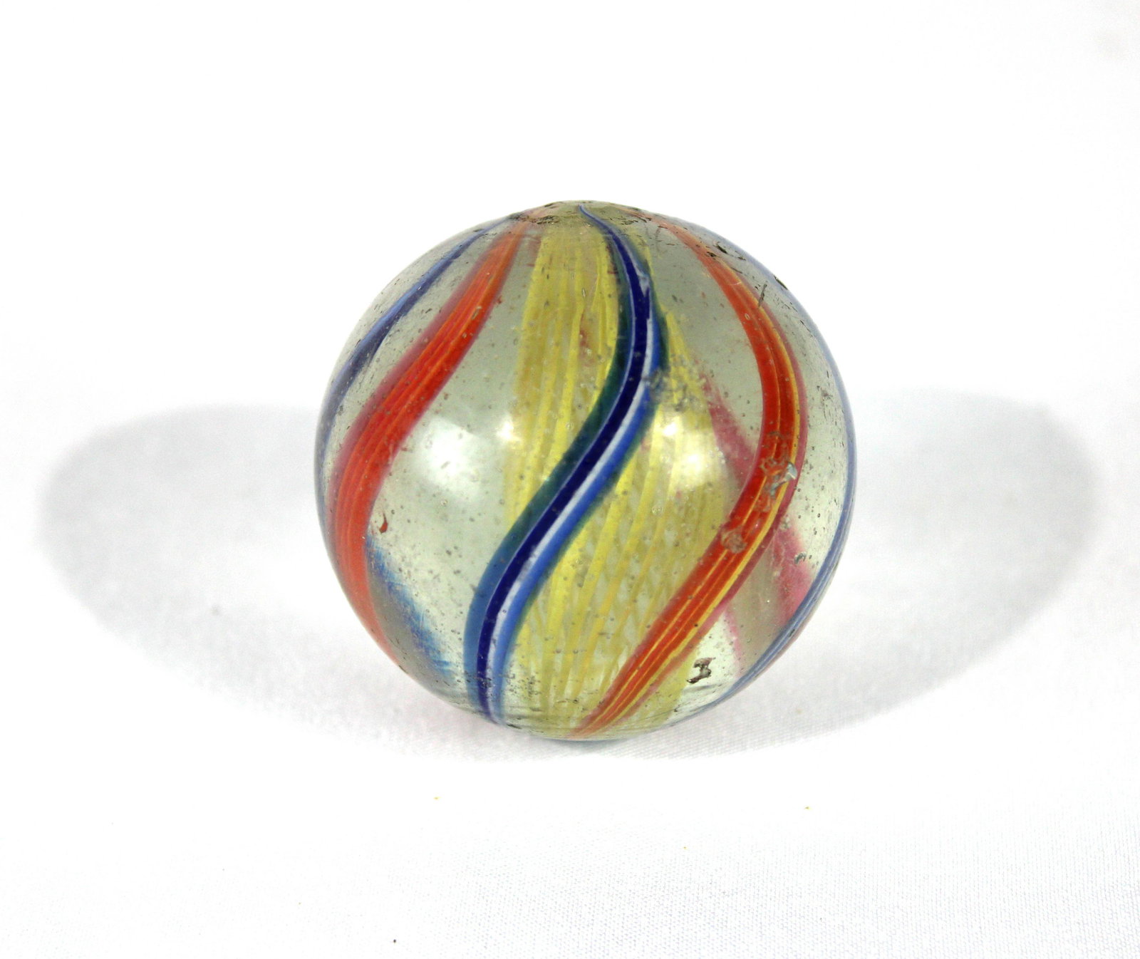 1 3/4" Antq Handmade German Latticino Core Swirl Marble (1 of 4)