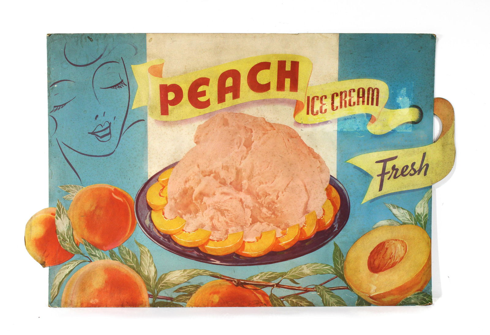 4FT Long Fresh Peach Ice Cream Easel Back Advertisement (1 of 2)