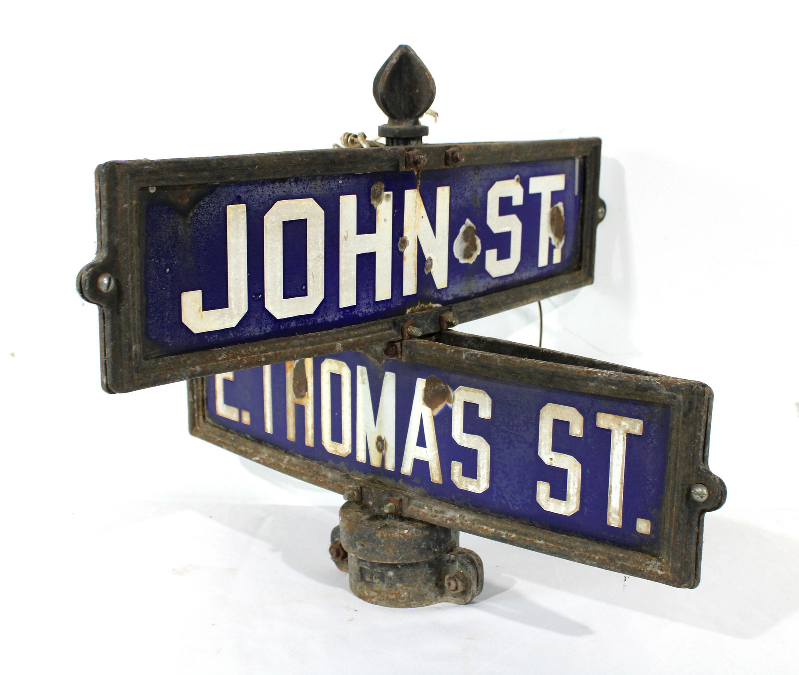 Porcelain Two Way Street Sign, John St. & E. Thomas St (1 of 2)