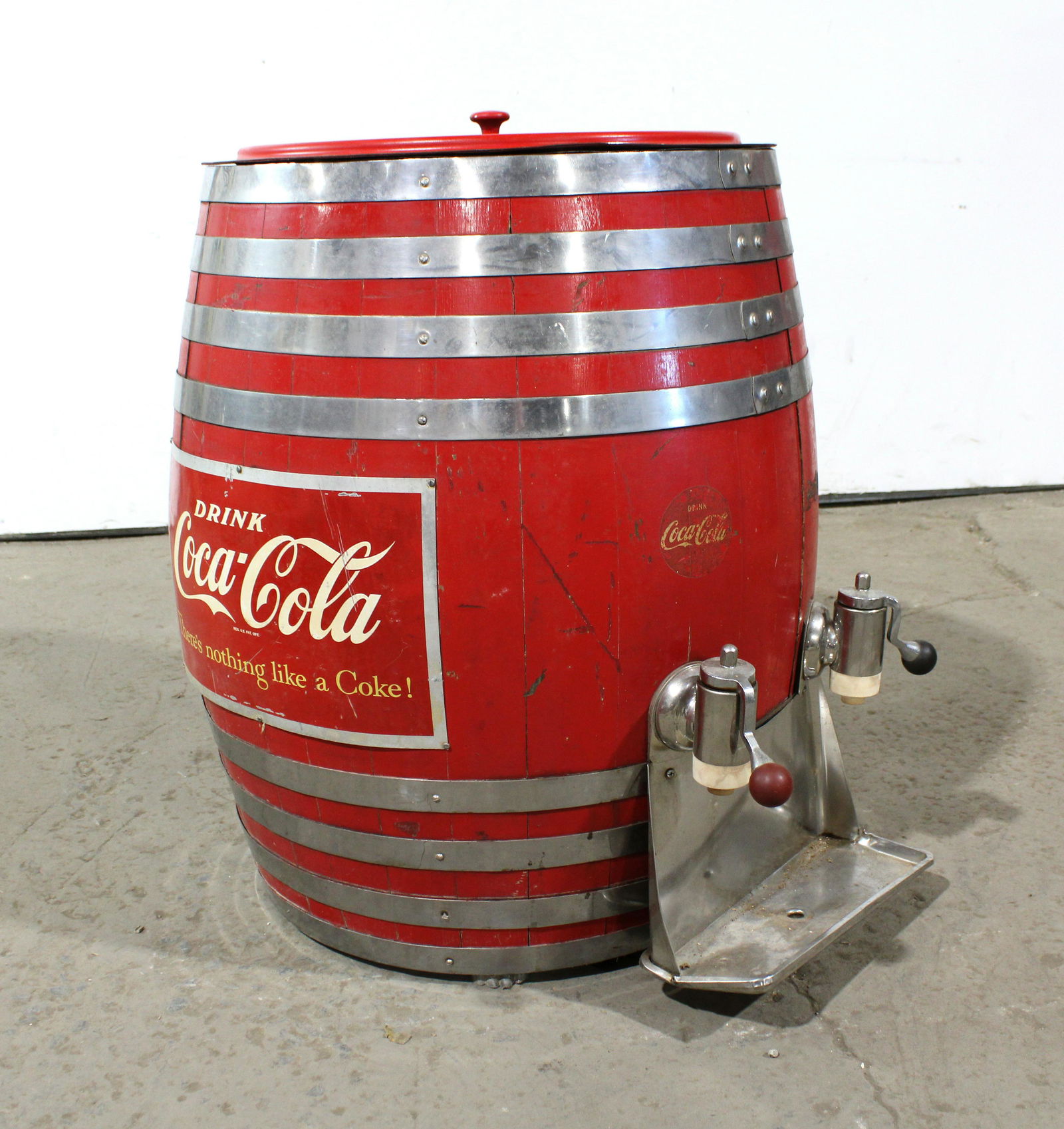 Large Coca Cola Double Tap Barrel with A-M Signs (1 of 8)