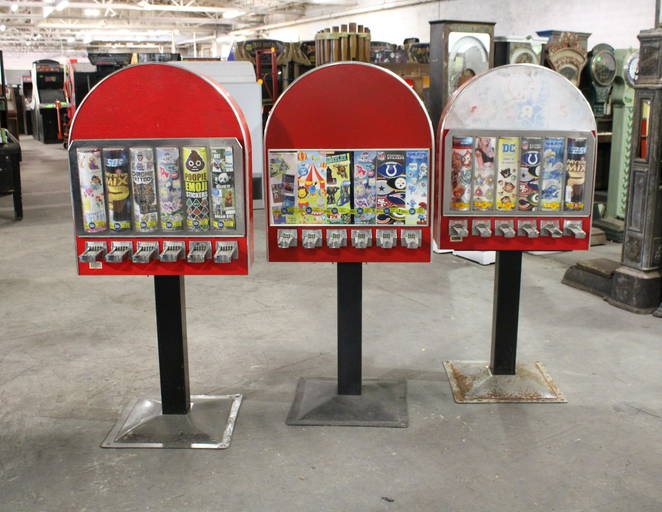 Three Coin Operated Sticker Vending Machines