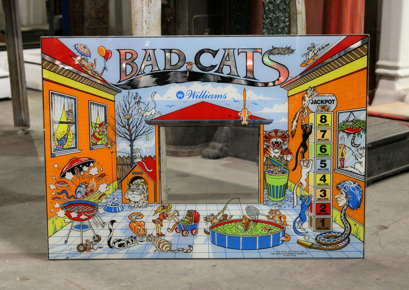 Williams Bad Cats Pinball Backglass (1 of 2)