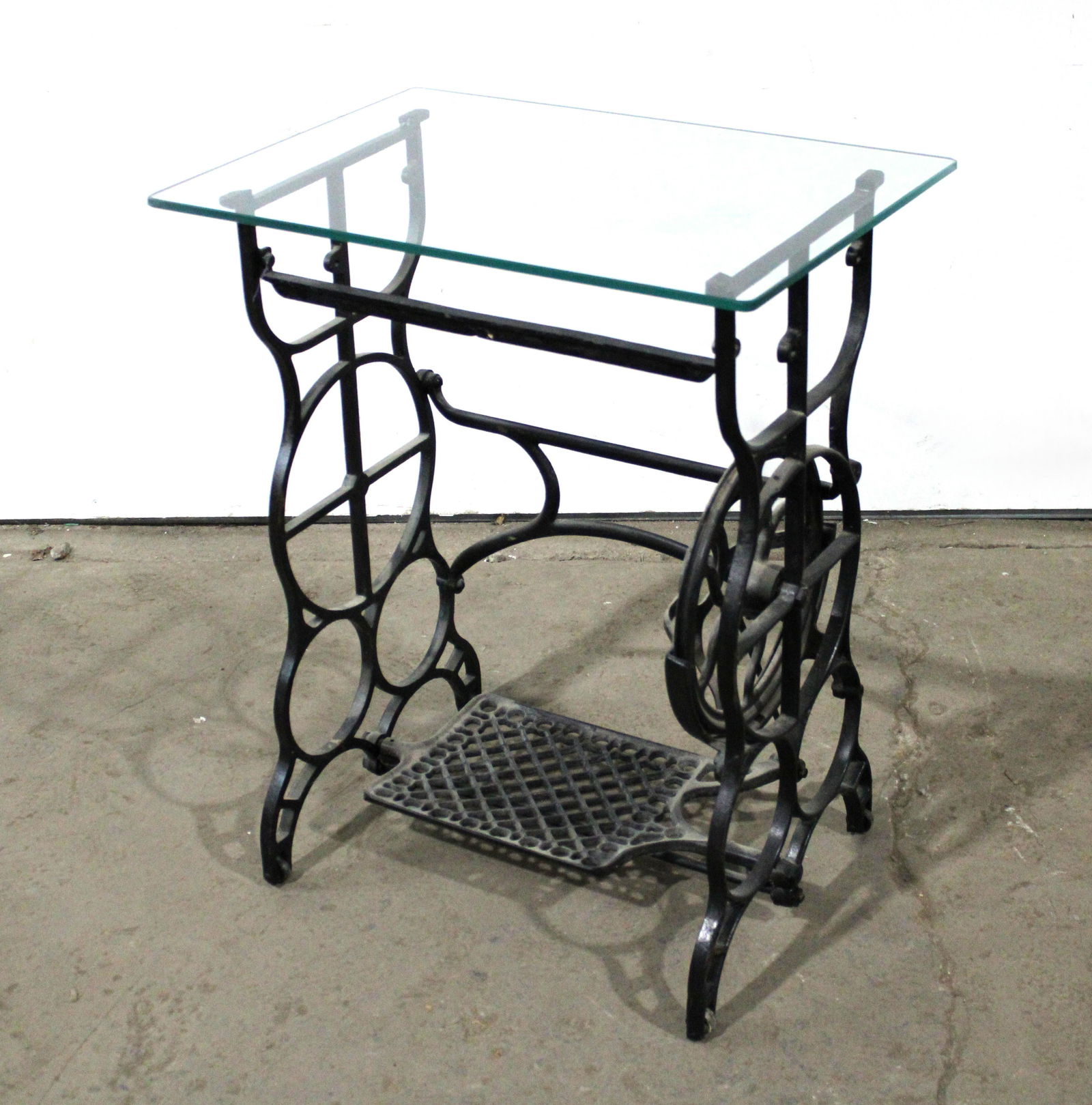 Antique Sewing Machine Table with Glass Top (1 of 2)