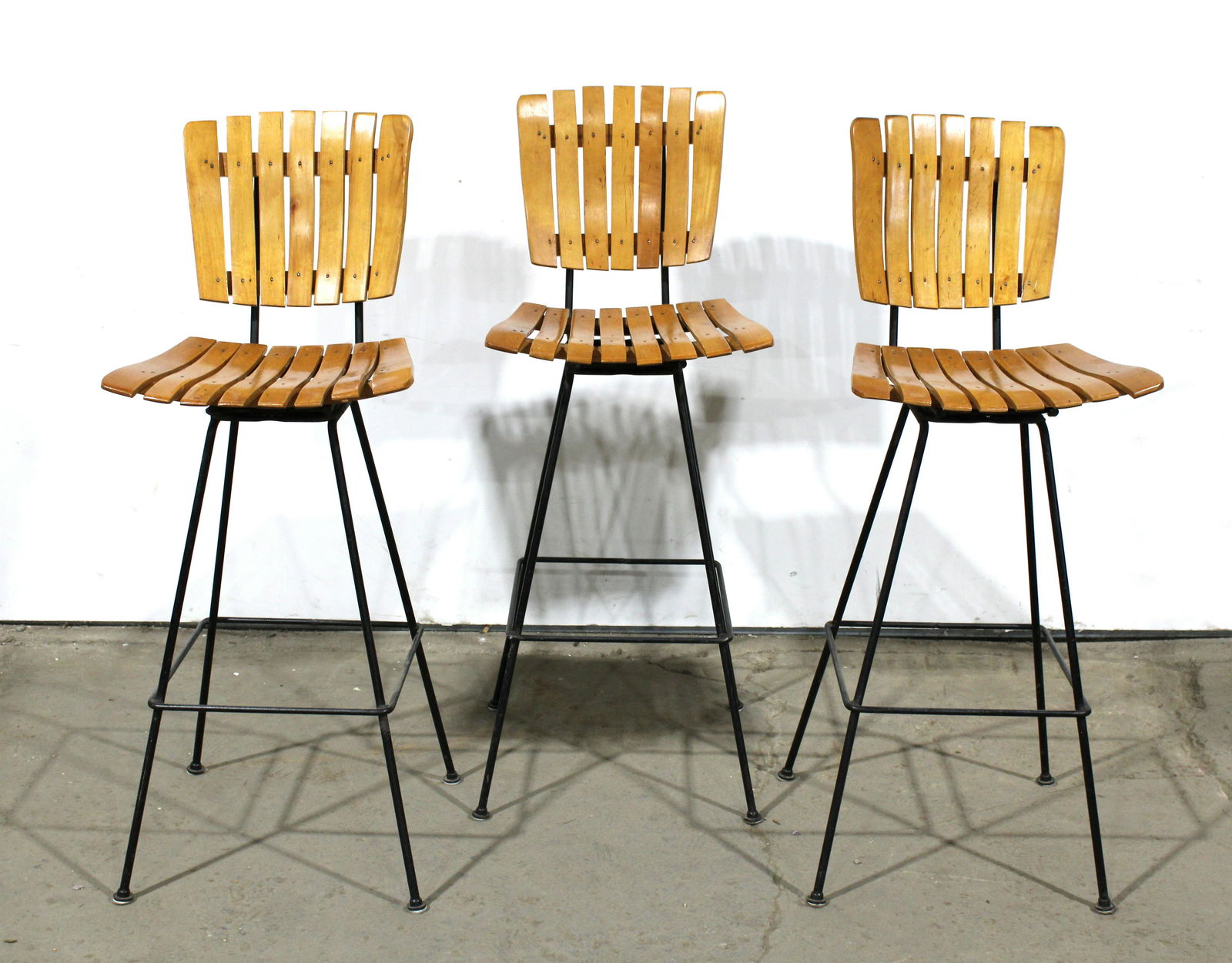 Arthur Umanoff Mid Century Slat Bar Stools (1 of 3)