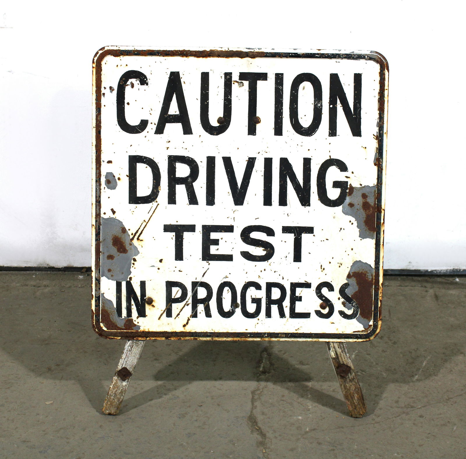 Caution Driving Test In Progress Sign on Stand (1 of 2)