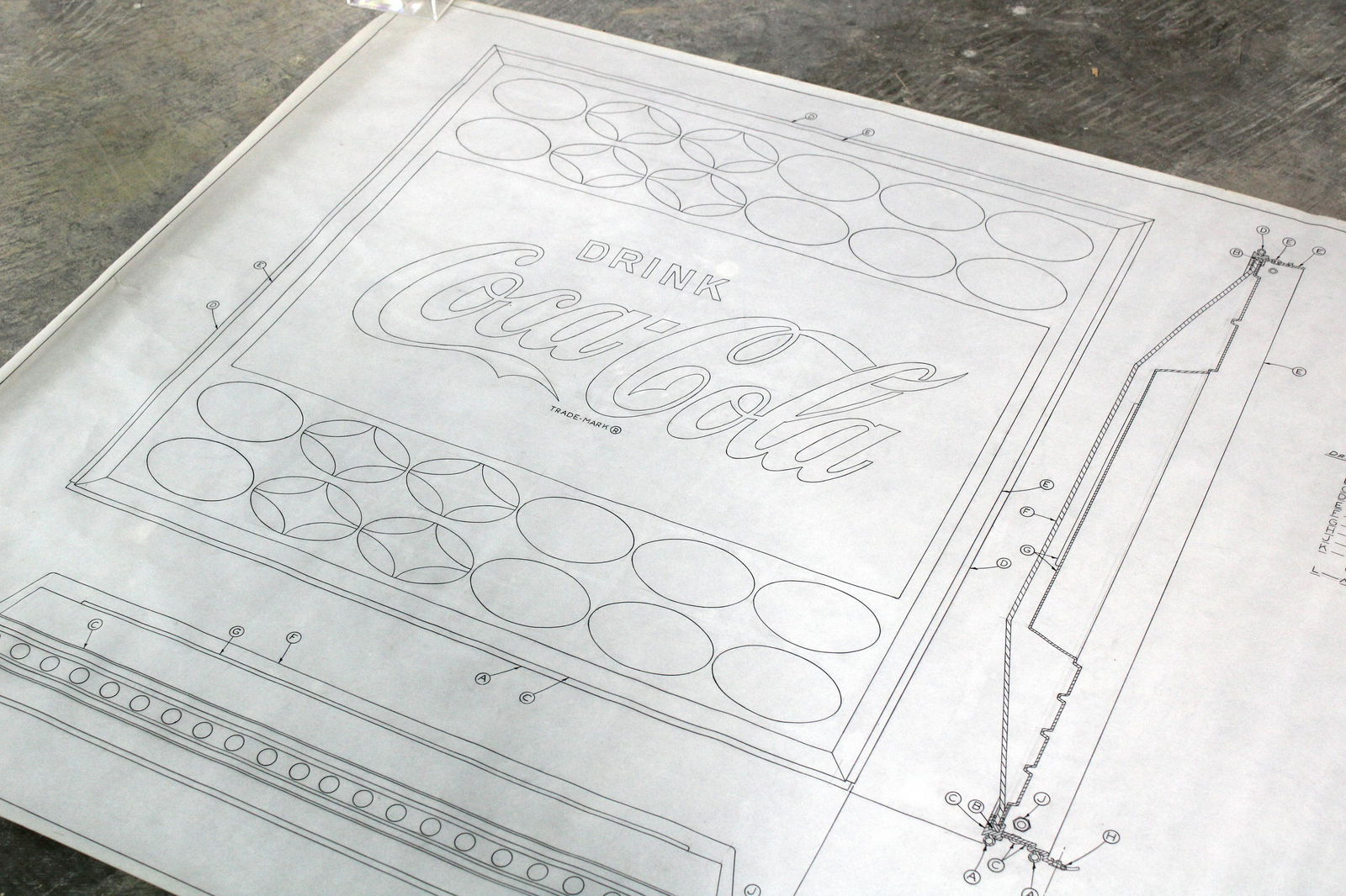 Coca Cola Blueprint "Lighted Panel Frame", 1965 (1 of 4)