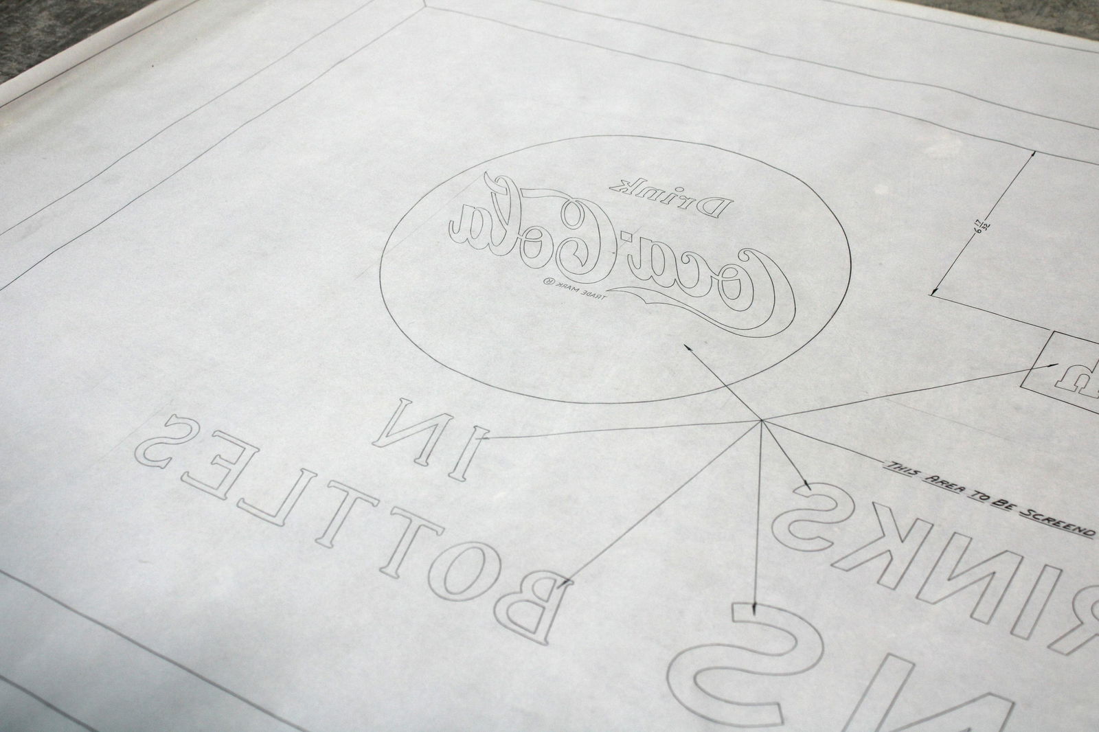 Coca Cola Arch. Drawing, "Silk Screen for Mayfresh" (1 of 5)