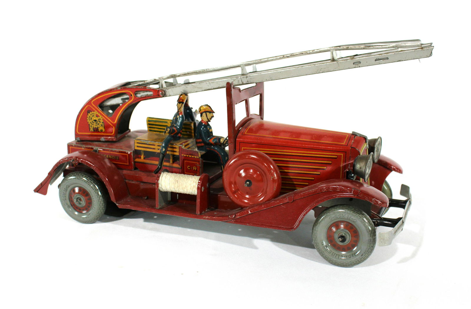 1930s Charles Rossignol Tin Litho Fire Truck Toy (1 of 6)