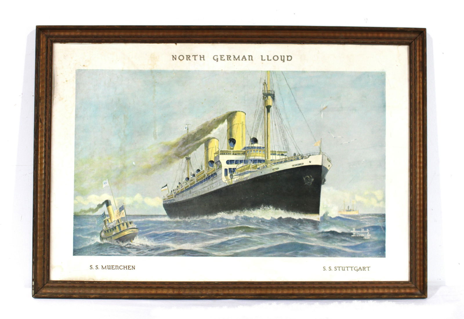 North German Lloyd Cruise Ship Cardbord Litho, 1923 (1 of 5)