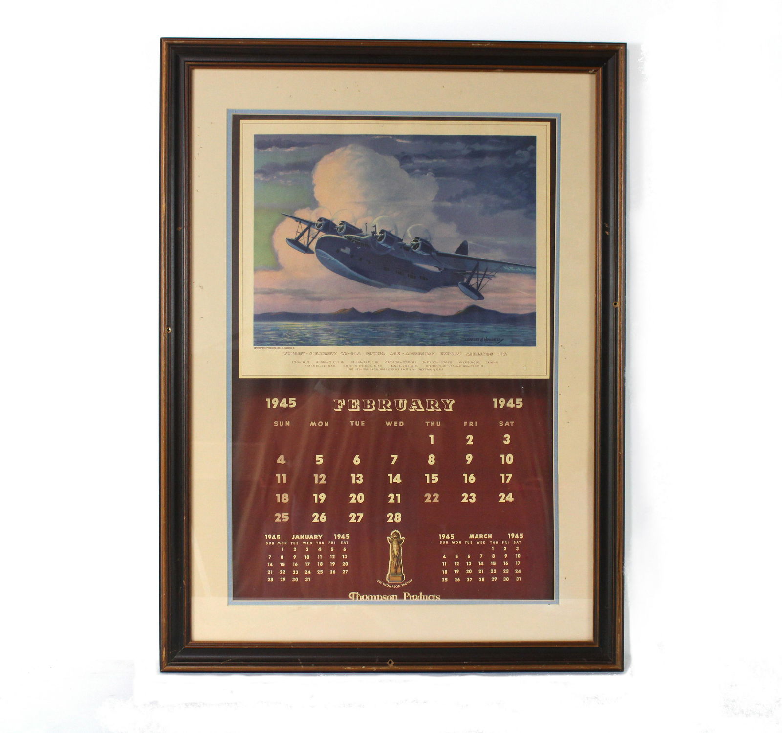 Thompson Products Calendar Feat. Mariner Airplane, 1945 (1 of 2)