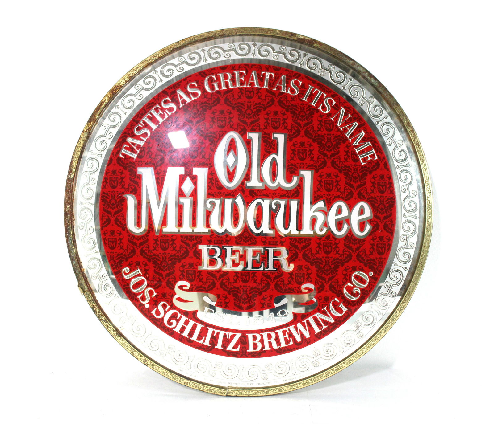 Old Milwaukee Beer Glass Advertising Sign (1 of 3)
