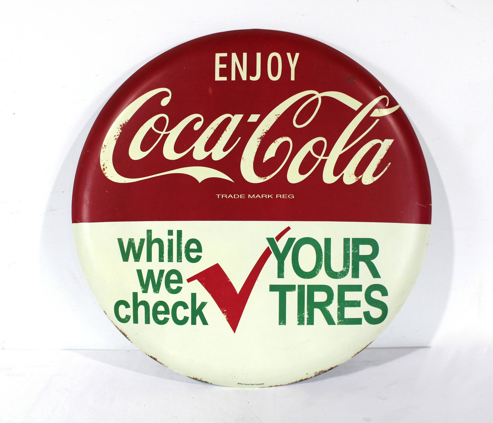 Coca Cola Check Your Tires Coke Button, Repro (1 of 2)