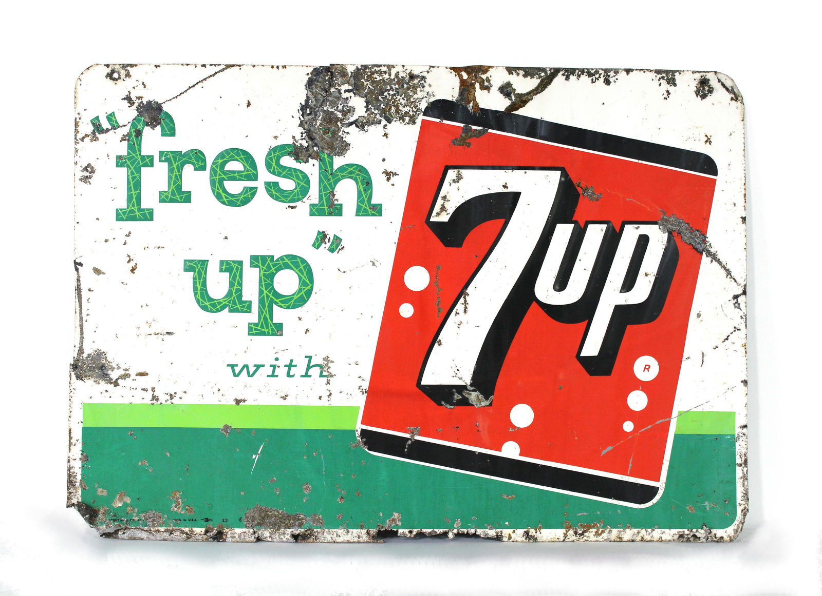 Embossed "Fresh Up" with 7-UP Advertising Sign (1 of 3)