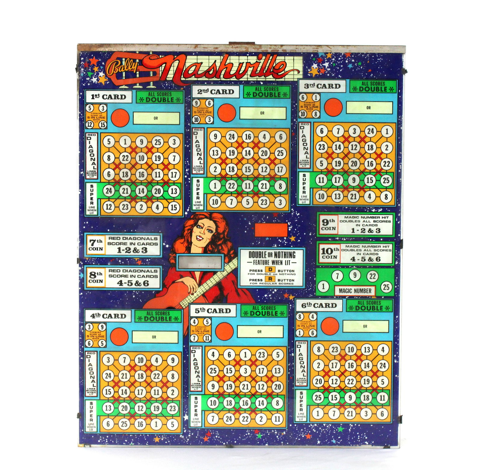 Bally Nashville Bingo Pinball Backglass