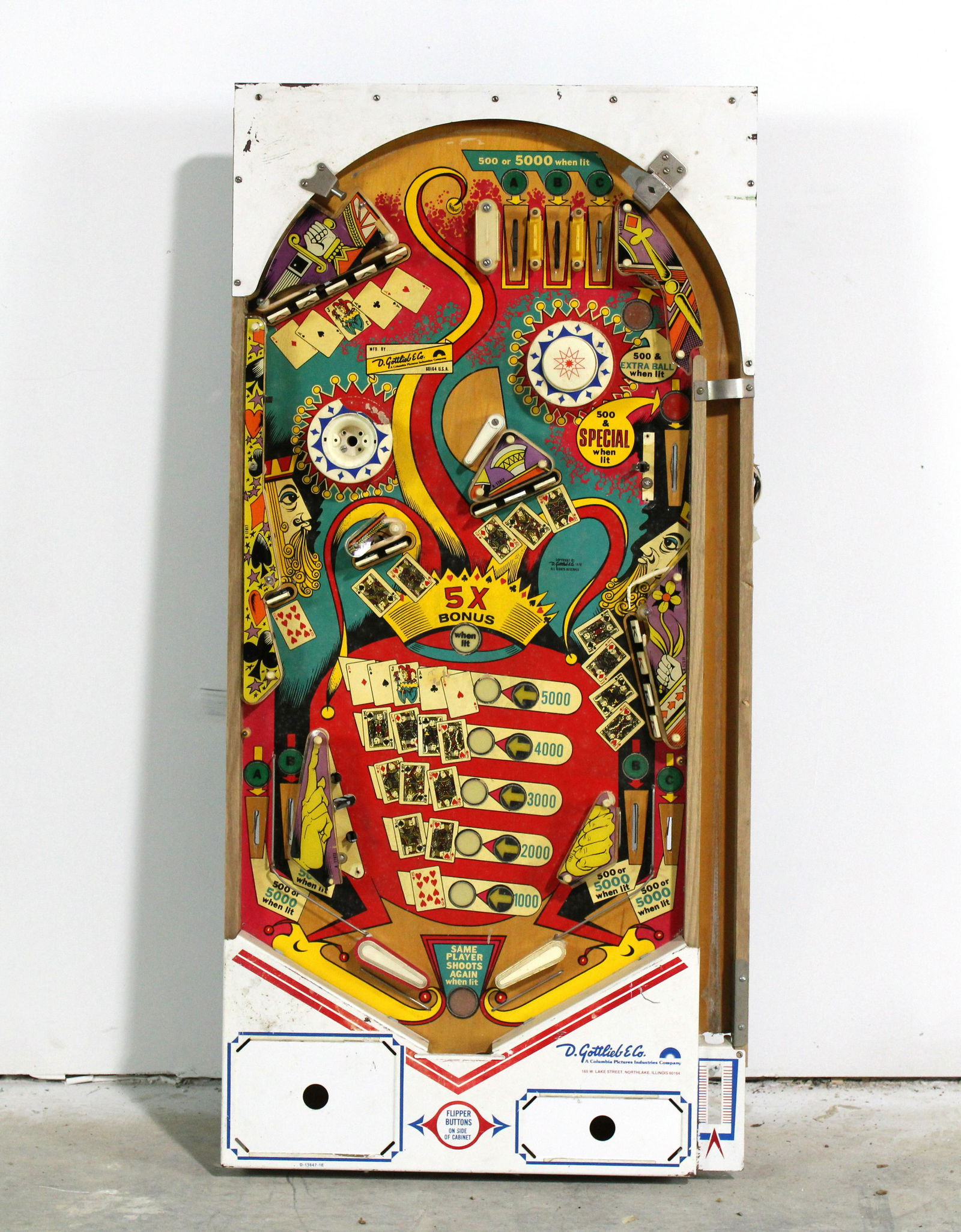 Gottlieb Joker Poker Populated Pinball Playfield (1 of 2)