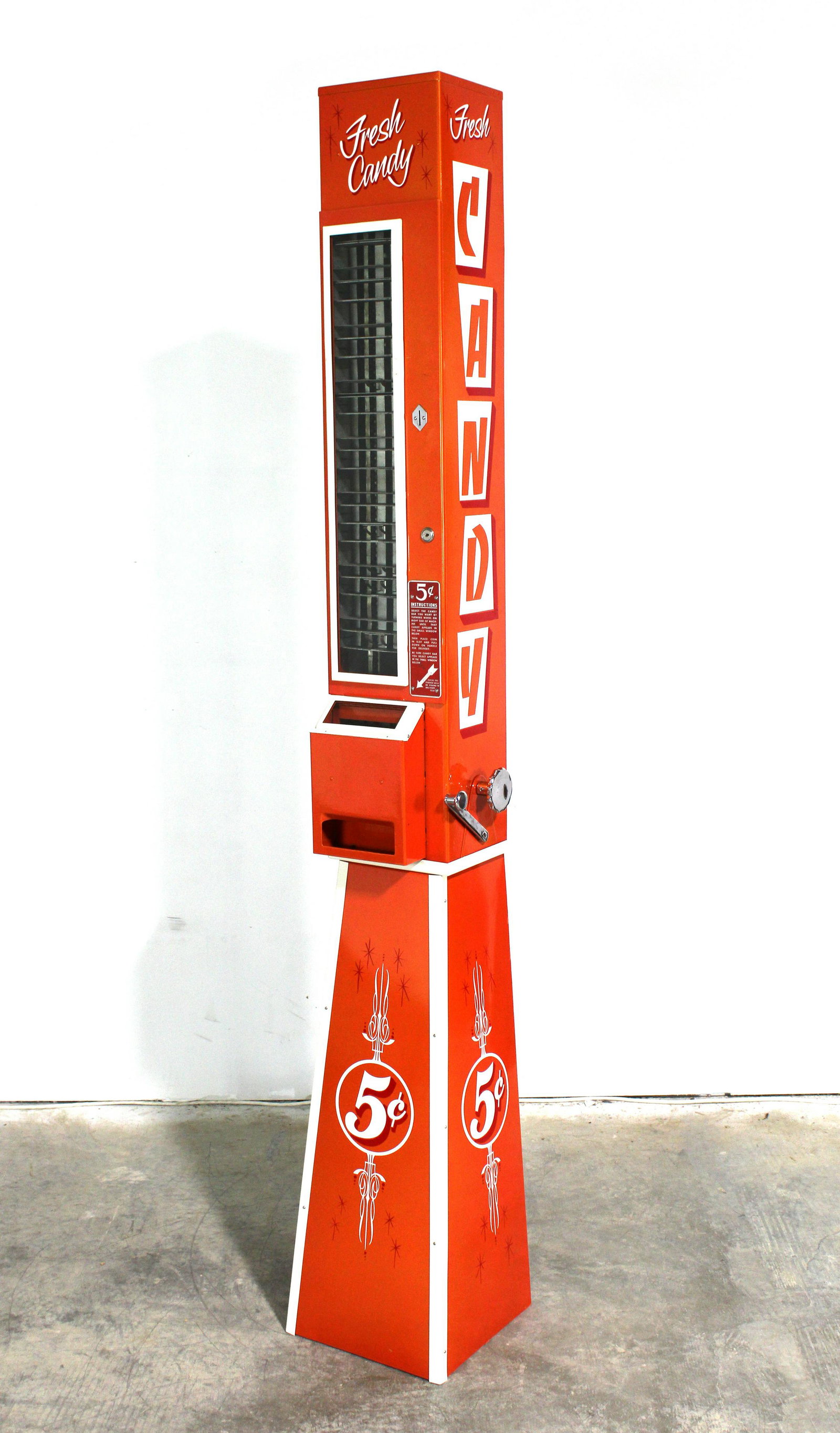 U-Select-It Coin Operated Vendor On Stand, Restored: U-Select-It Coin Operated Vendor On Stand, Restored. This item requires third party shipping or pickup arrangements to be made. Dimensions: 79 x 12 x 12