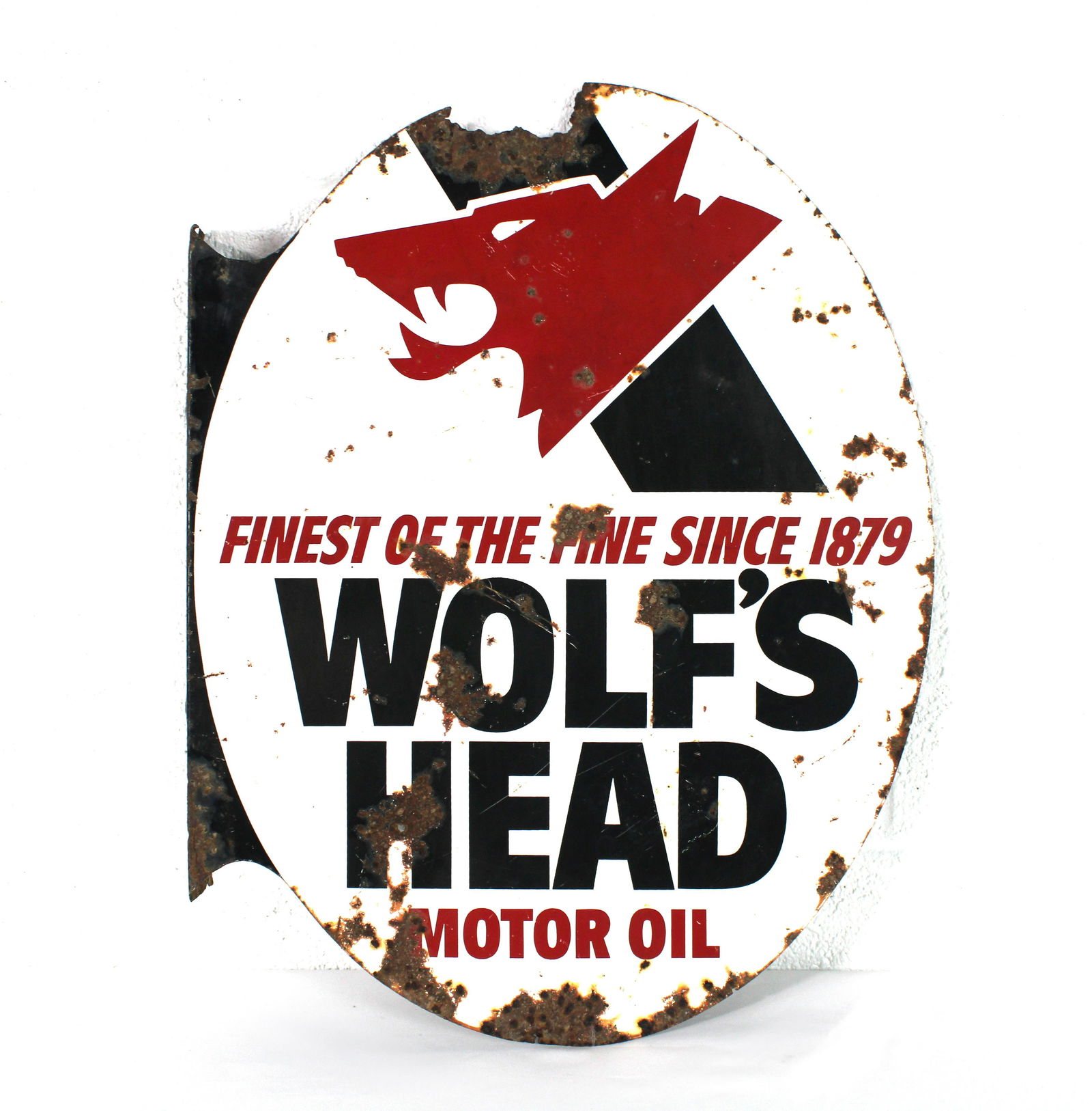 【Co.】WOLF'S HEAD ヴィンテージ看板 Vintage 1976 Wolf's Head Motor Oil Sign - Metal Porcelain
