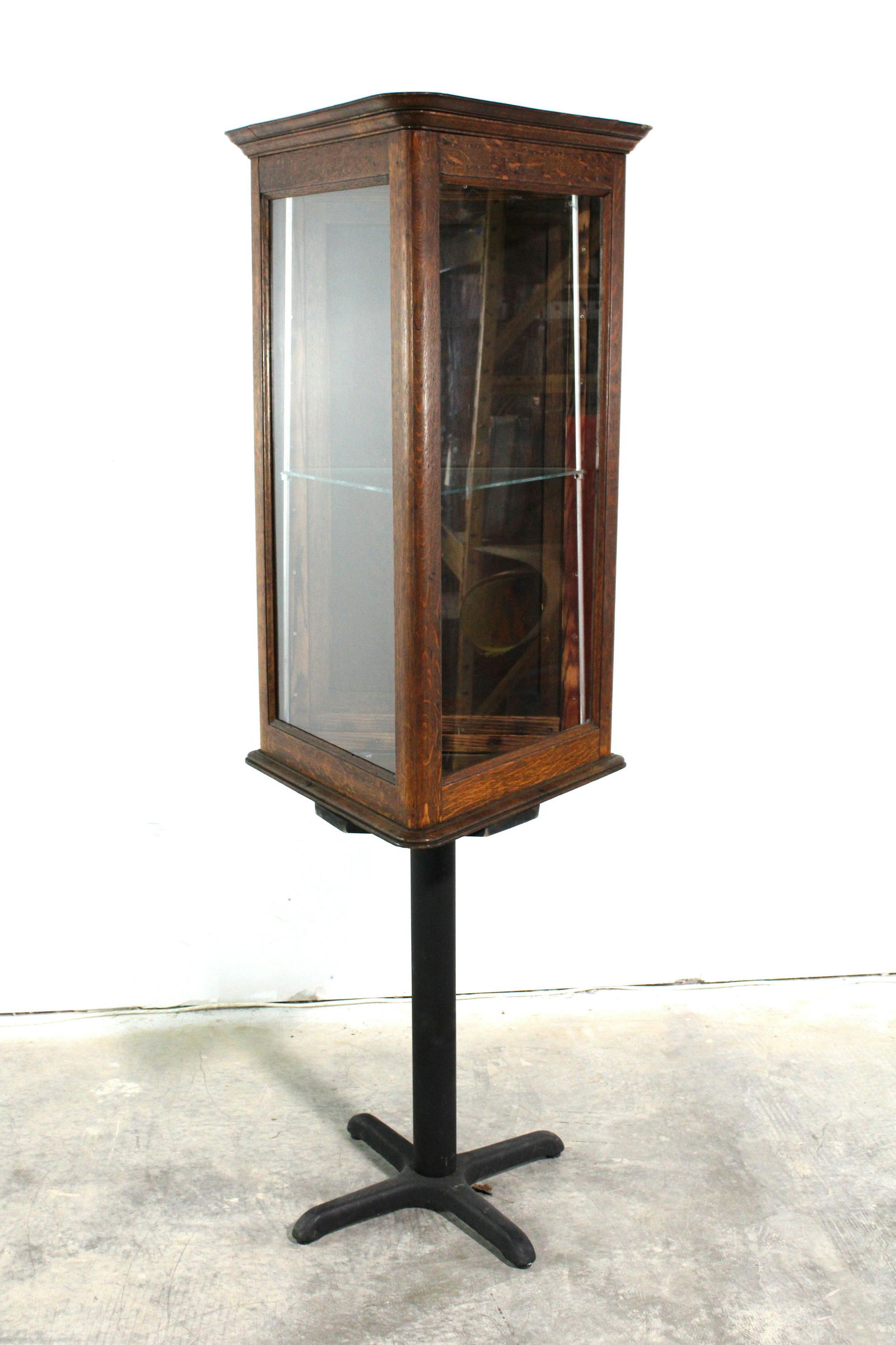 Antique Oak and Glass Corner Display Case (1 of 4)