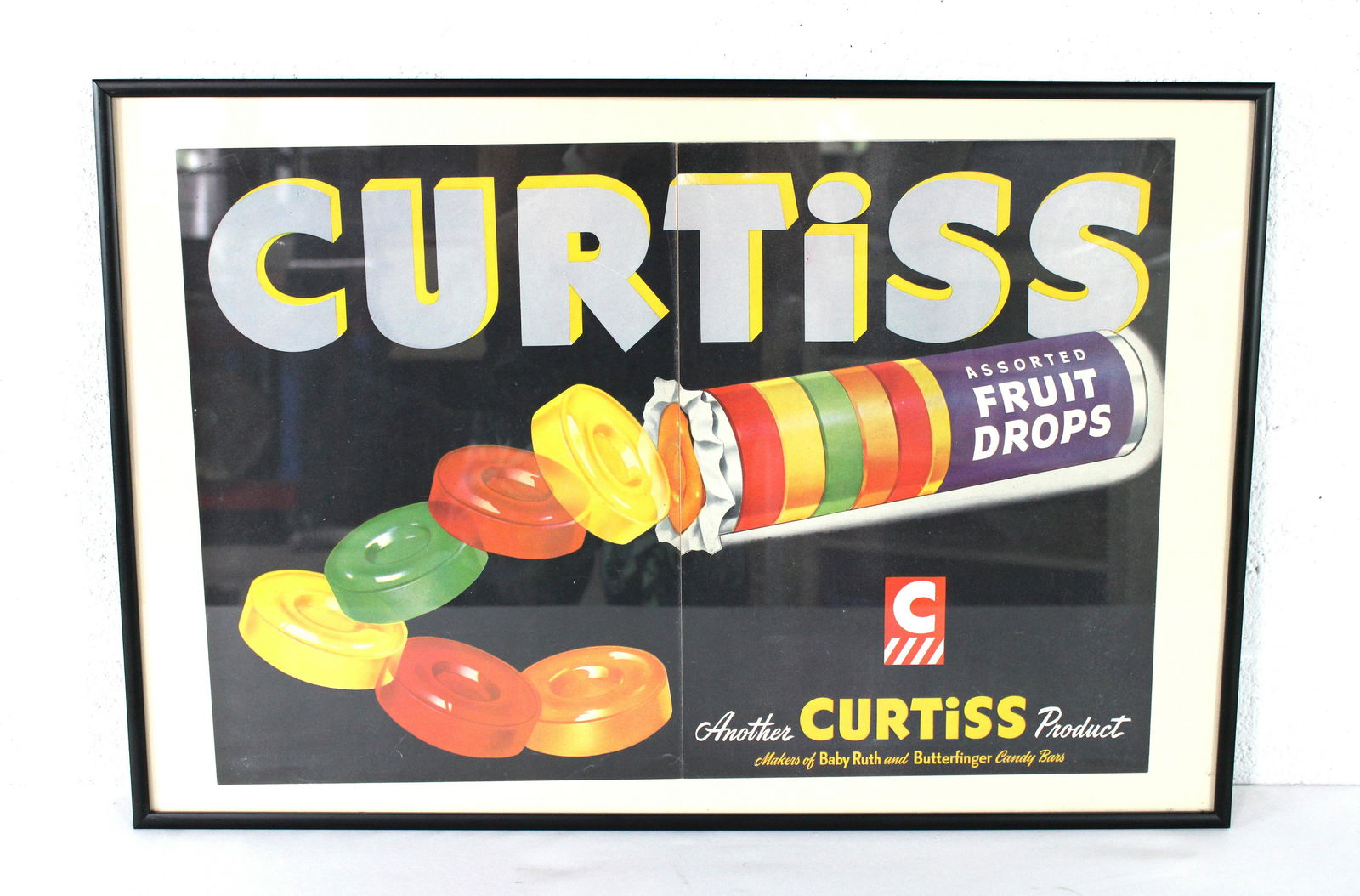 Curtiss Fruit Drops Framed Advertisement (1 of 1)