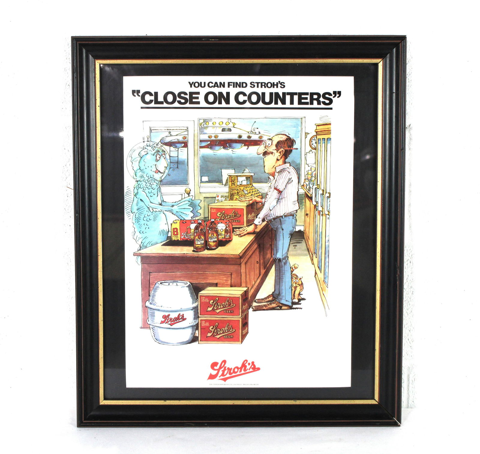 Stroh's Beer "Close on Counters" Framed Advertisement (1 of 1)