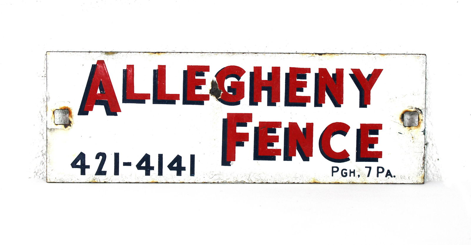Porcelain Allegheny Fence Sign (1 of 2)