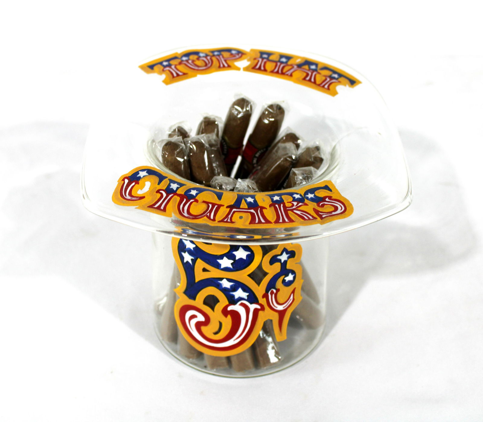 Hand Painted "Top Hat Cigars" Glass Hat (1 of 2)