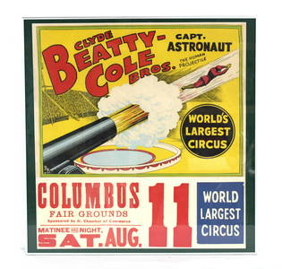 Clyde Beatty-Cole Bros "The Human Projectile" Circus