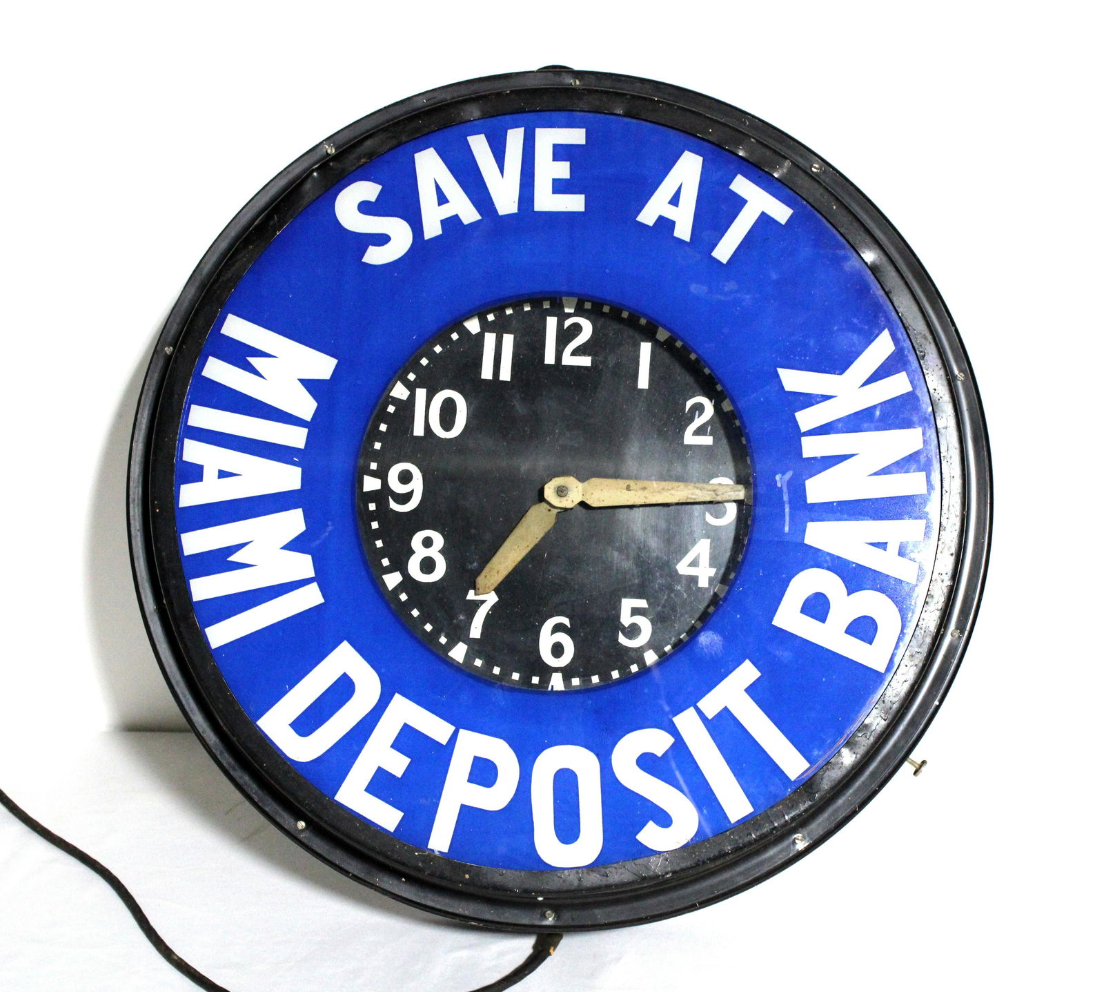 Miami Deposit Bank Glass Face Neon Clock (1 of 5)
