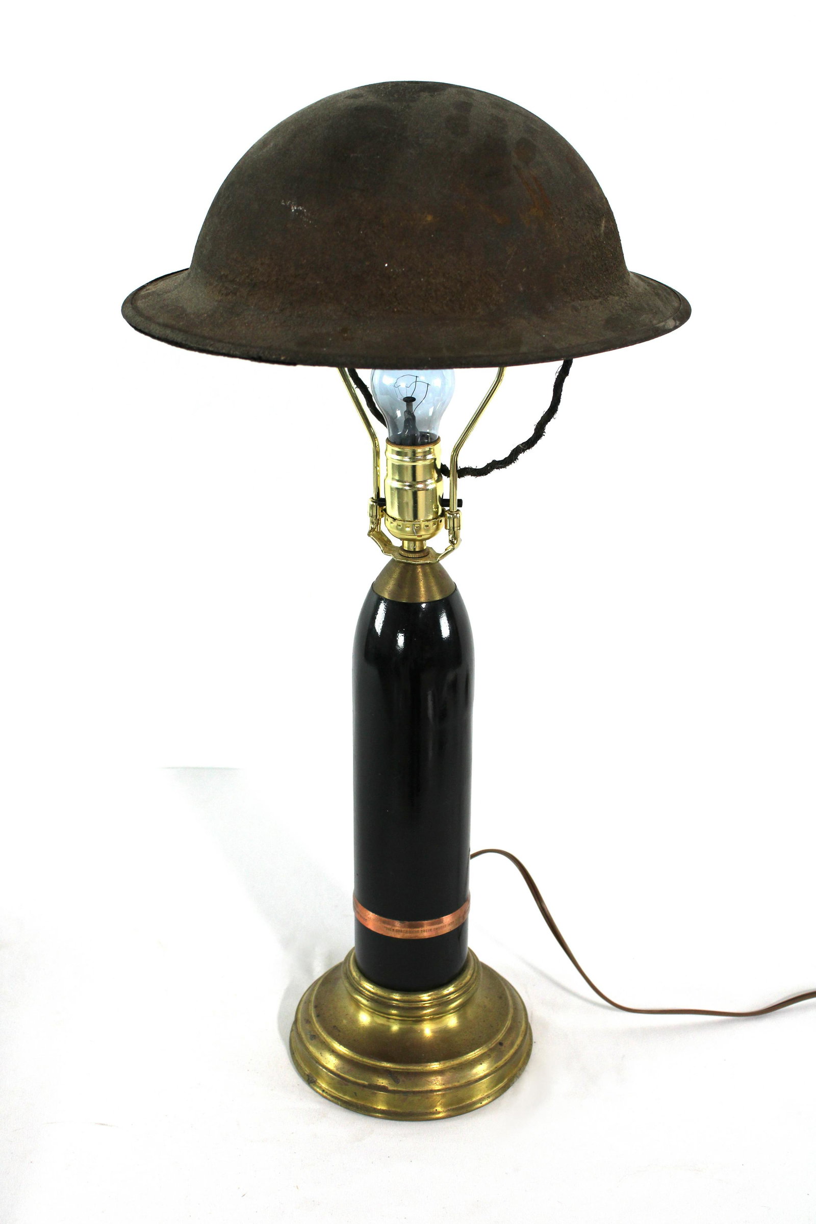 Trench Art Inscribed Lamp with Doughboy Shade (1 of 3)