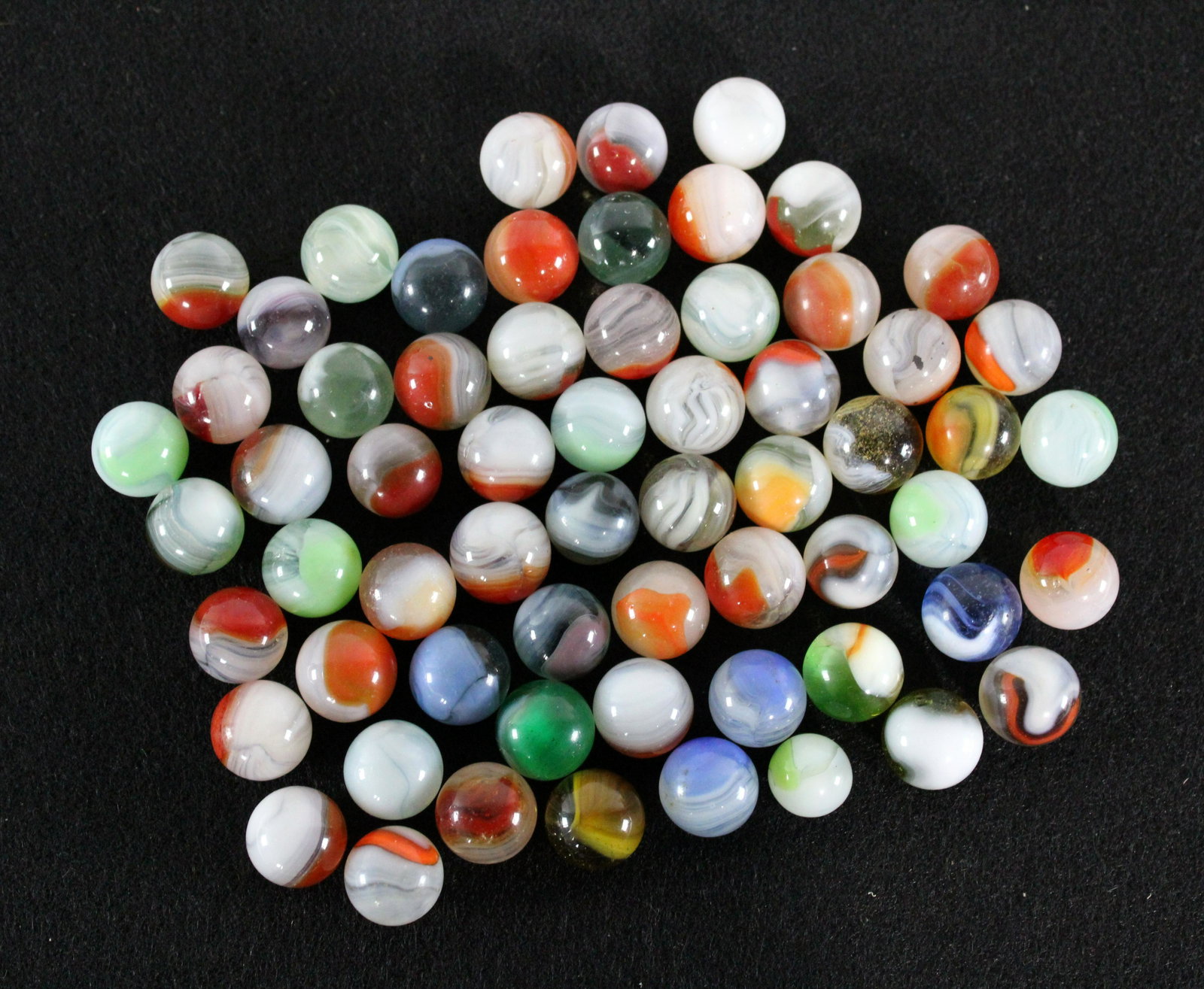 Vitro Agate Patch Marbles, Wispy Threads & Transparent.: Vitro Agate Patch Marbles with Wispy Threads & Transparent. Five are UV Active including Pee Wee. In-house shipping available.