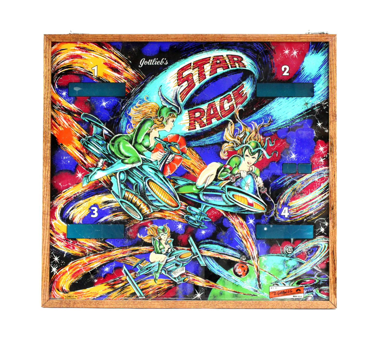 Gottlieb Star Race Pinball Backglass with Custom Frame (1 of 2)
