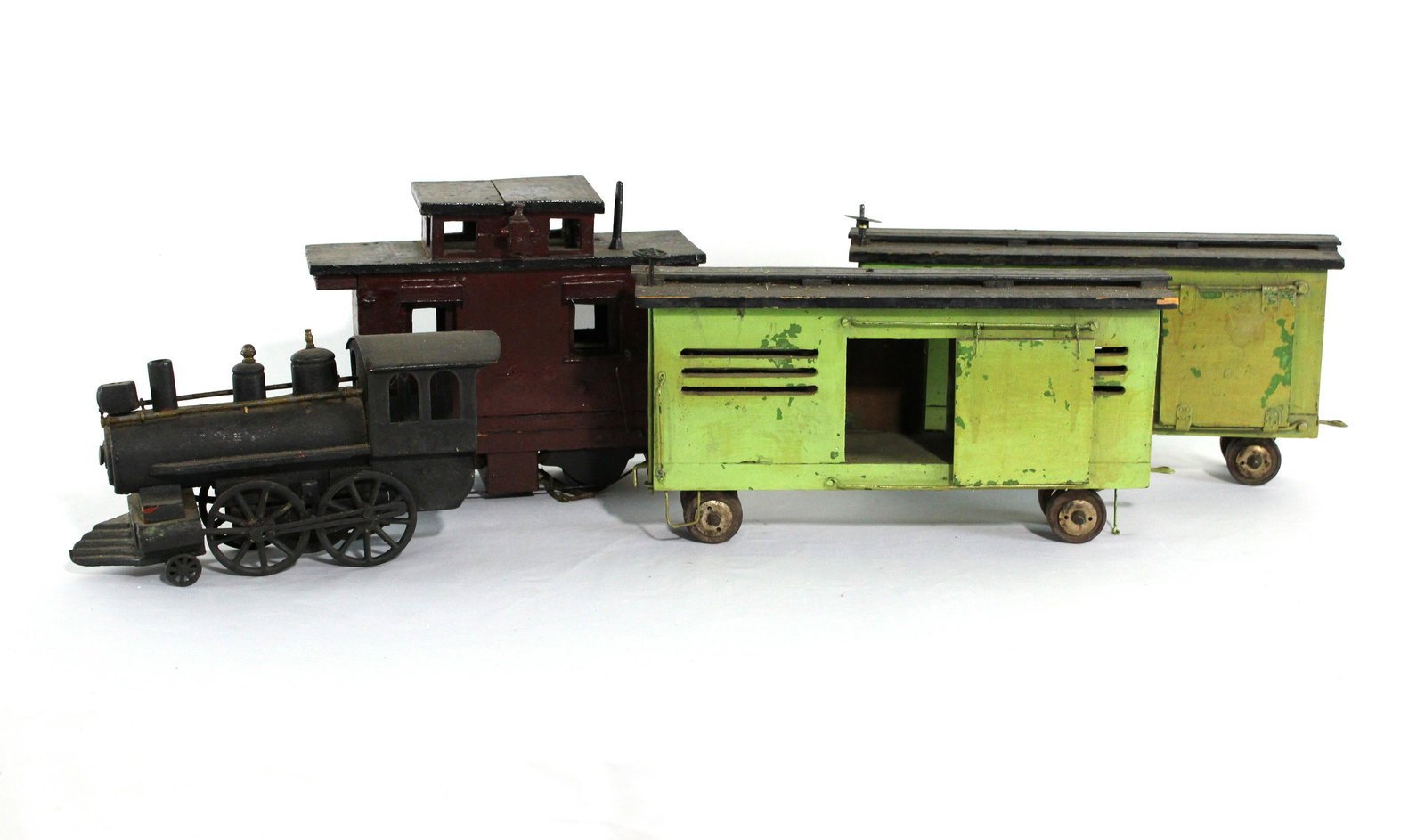 Early Wooden Train with Engine and Caboose (1 of 3)