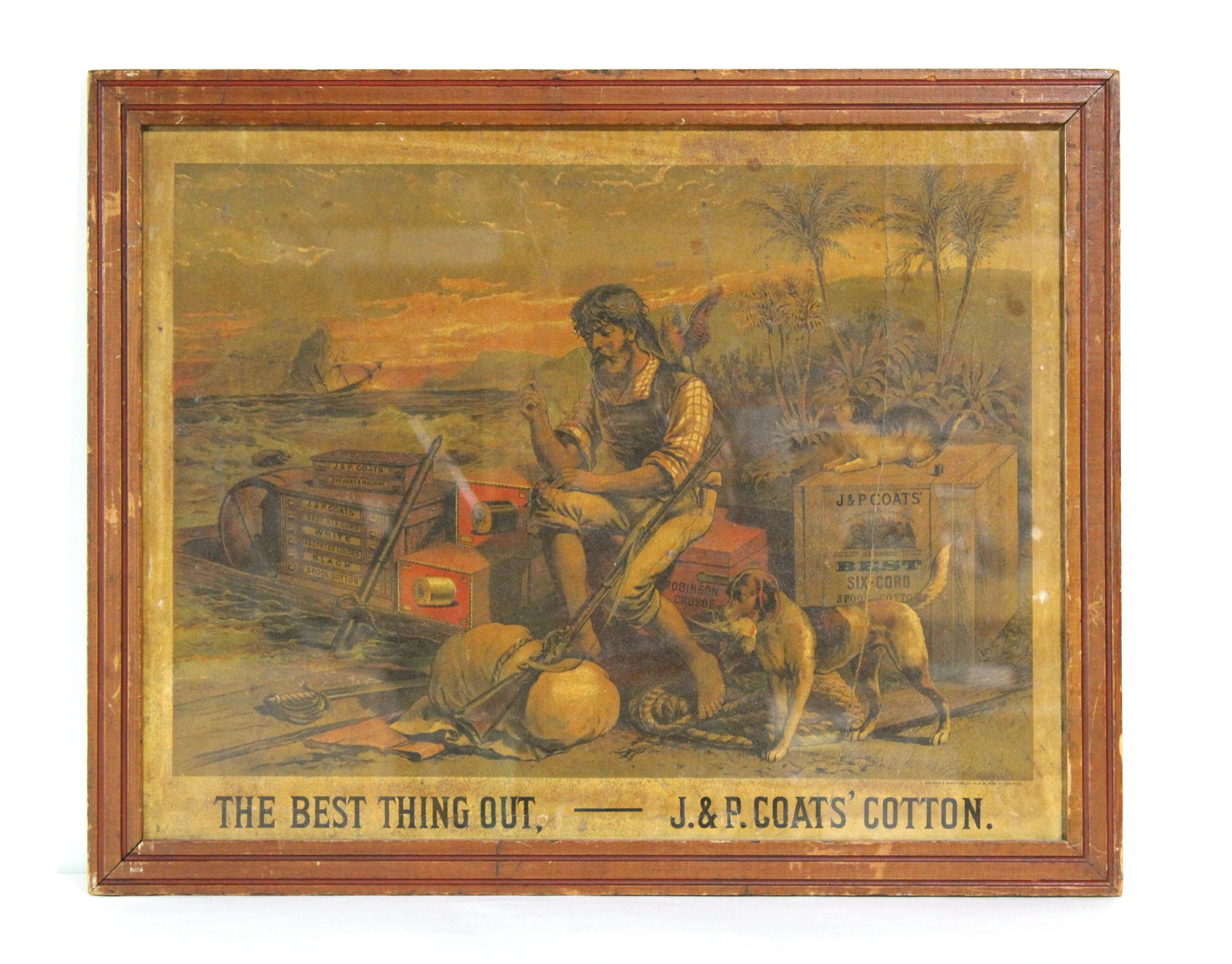 Early J & P Coats Framed Advertisement (1 of 4)