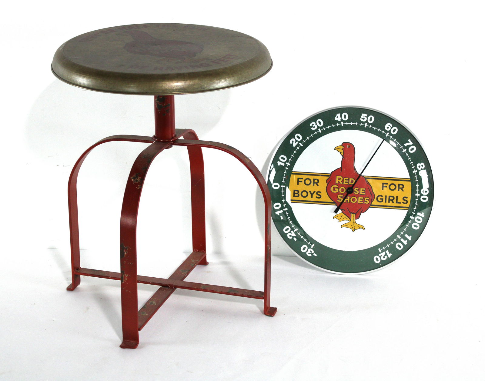 Red Goose Shoes Stool and Thermometer, Repro (1 of 3)