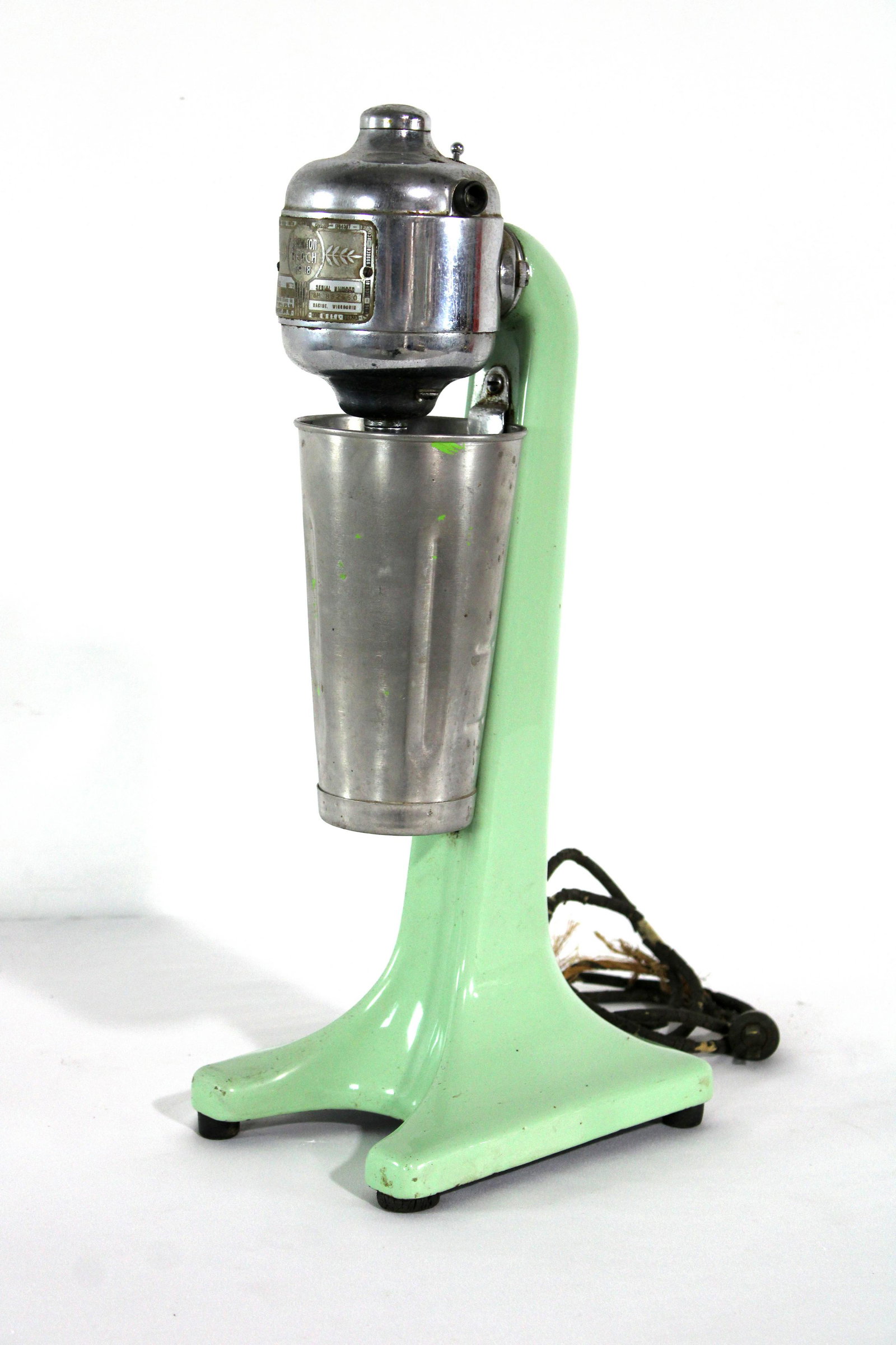 Hamilton Beach Porcelain Milkshake Mixer: Hamilton Beach Porcelain Milkshake Mixer. Not working. In-house shipping available. Dimensions: 19 x 7 x 9