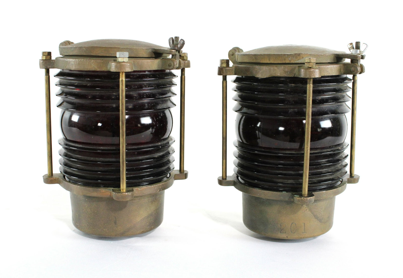 Pair of Ruby Glass Railroad Lights (1 of 5)