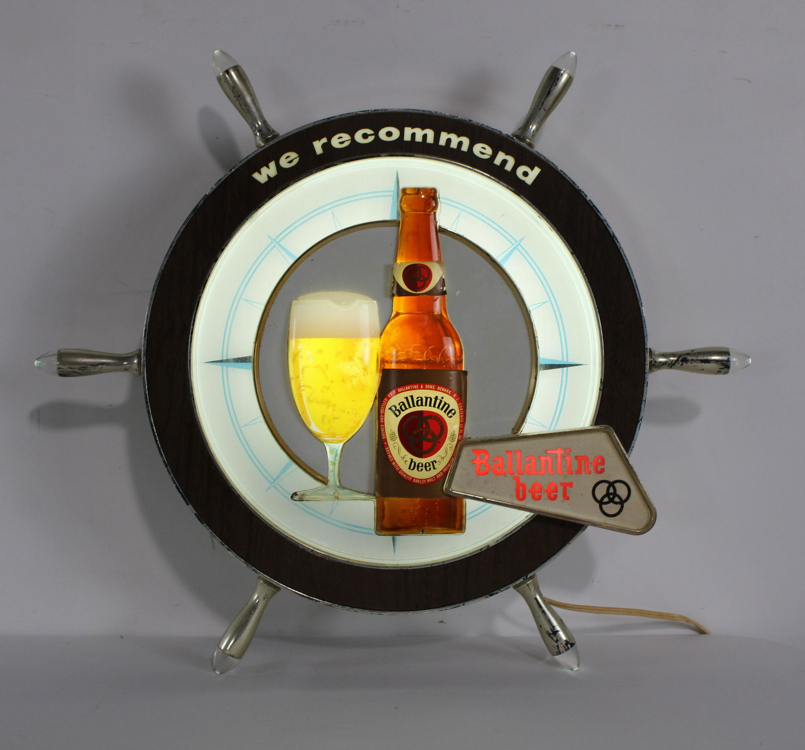 Ballantine Beer Ships Wheel Advertising Sign (1 of 3)